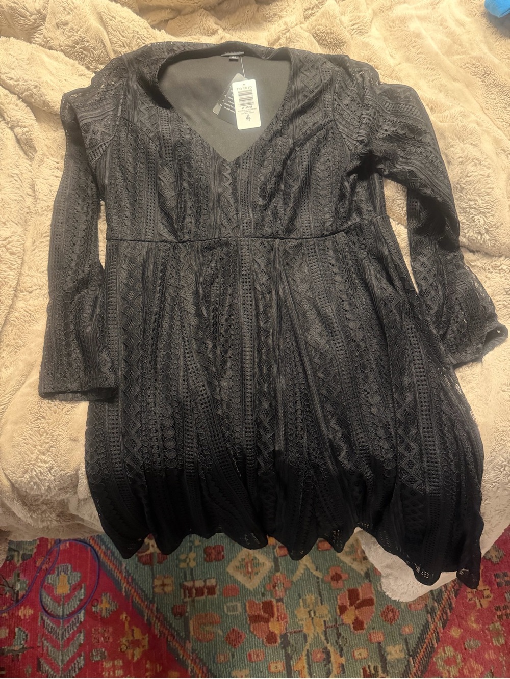 torrid Black Lace Fit-and-Flare Dress